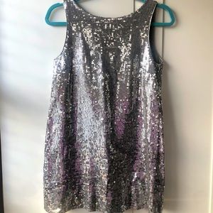Free People Silver Sequin Mini Dress